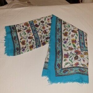 Blue and white floral square scarf